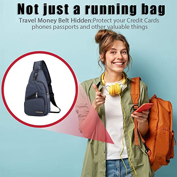 Sling-laukku Rinta-reppu Naisille ja Miehille, Rinta-reppu Vaellukseen USB-latausportilla