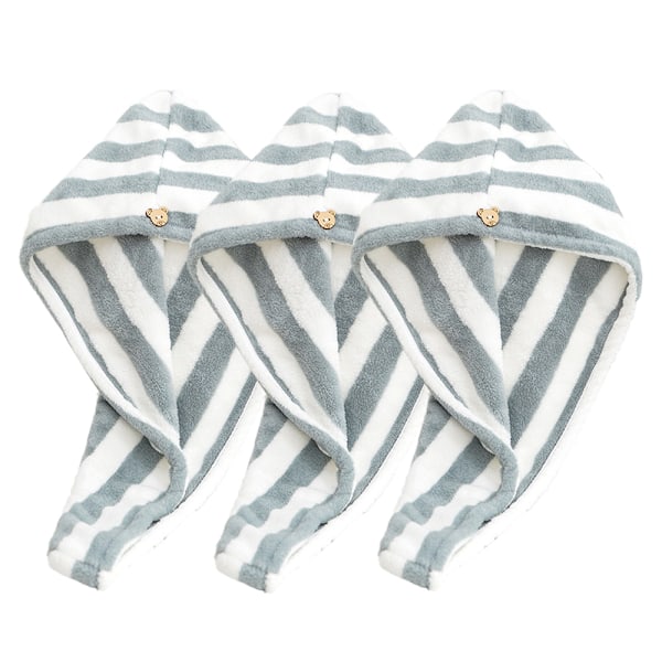 Hårhandduk Wrap Absorberande Hår Turban för Blött Hår Mjukt och Lätt Hår Torkande Handduk 3-pack