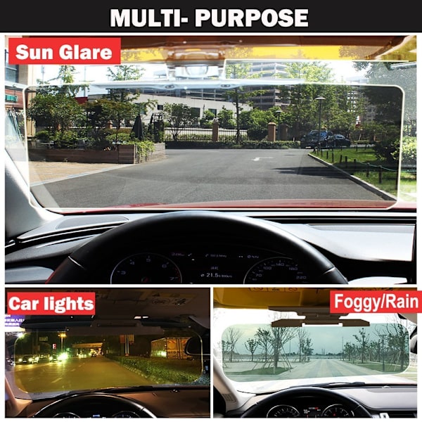 2 PACK-Car Visir Sun Blocker Anti-glare Extender Vindruta för dag natt, bil solskyddsförlängare Anti-glare Car Visir Extender, 2 i 1 bil sol