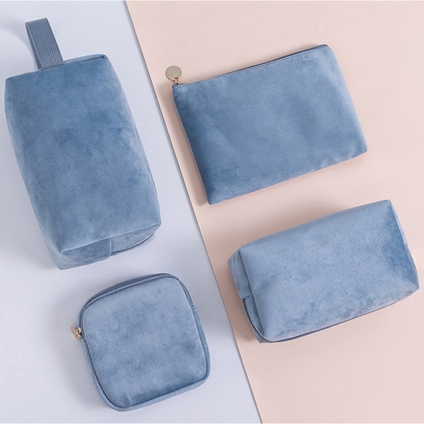 4-pack Reseväska för smink - Preppy Kosmetikväska i Nylon med Dragkedja - Reseväska för Toalettartiklar