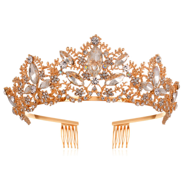 Krone for Brud, Dronning, Prinsesse, Jenter til Bryllup, Bursdag, Kongelig, med Kam, for Kvinner og Jenter