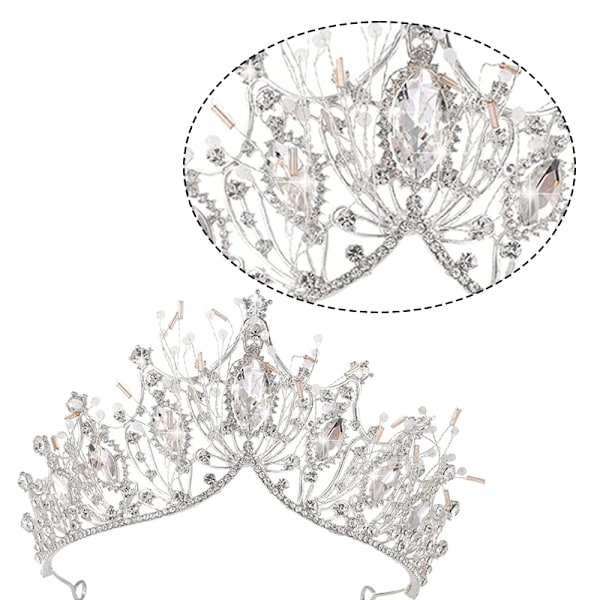 Rhinestone Bryllupskroner og Tiaraer for Kvinner, Kostymefest Hårtilbehør med Edelstener