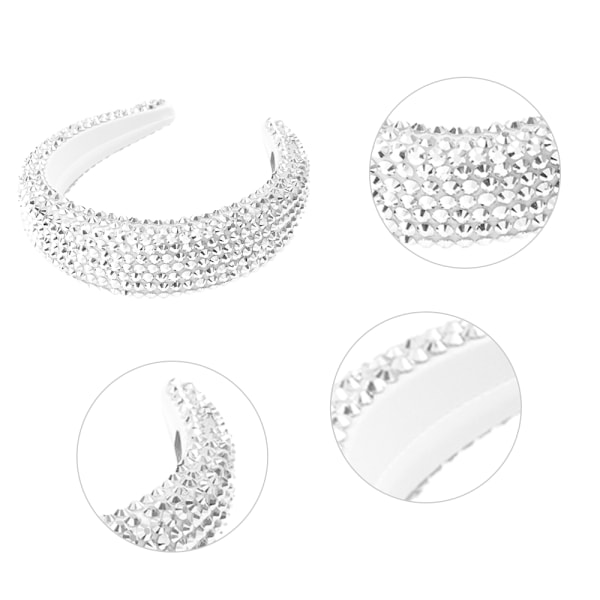 Glittrande kristallpärlbeklädd bred diadem med strass för kvinnor