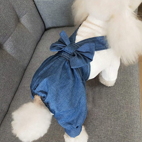 Lemmikkieläinten Puuvilla Denim-Farkut Sininen Hihna Kokonaismekko Kesä Ohut Denim Kokonaishame Kissa Koira Päivittäiset Vaatteet Puku