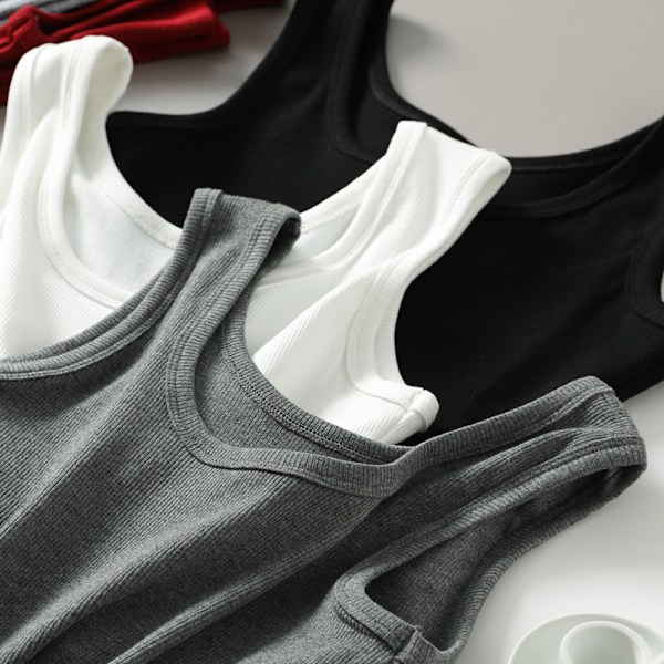 Dame Tanktop med Ærmeløs, Side-Rynket, U-udskæring, Basic Crop