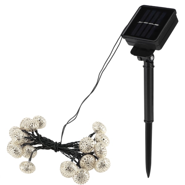 20 LED Metal Hule Bold Formet Lysstreng Solcelledrevet Dekorativt Lys til Jul Havefest