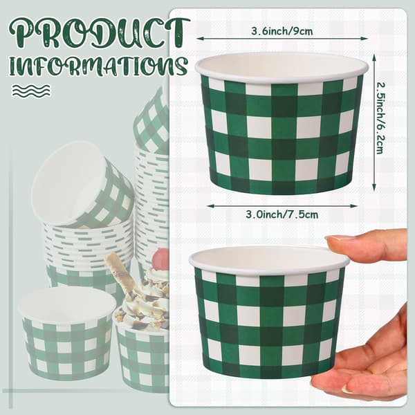 50-pakning 9 oz Gingham Party Green