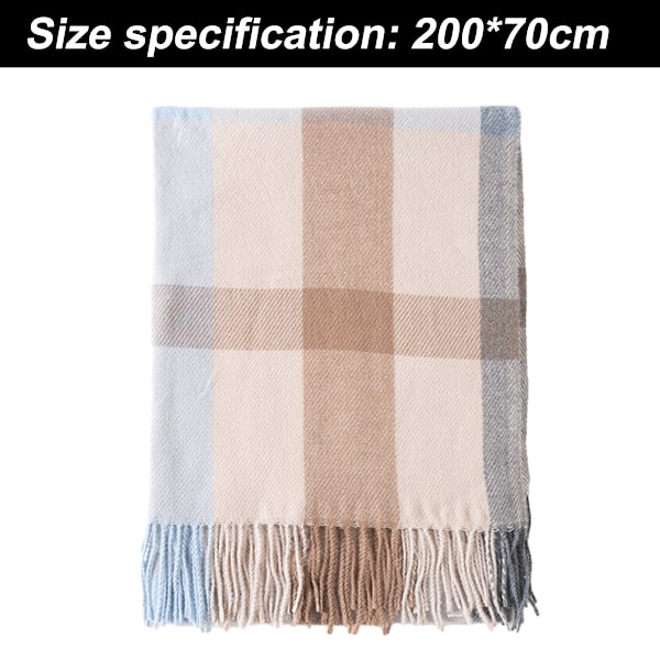 Dame Lang Rutete Teppe Chunky Oversized Vinter/Høst Varmt Sjal Stor Rutete Sjal Wrap