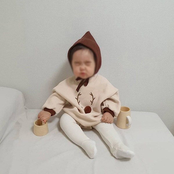 Baby Varma En-dels Kläder för Krypande Bebis Kläder Bebiskläder med Hatt 2 ST (Aprikos)