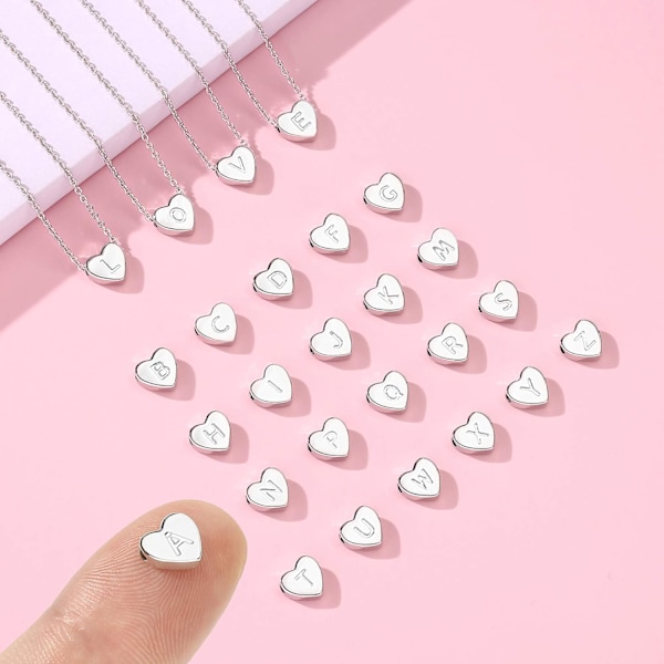 Kvinnor Flickor Silver Tiny Love Hjärta Initial Bokstav Halsband Alfabetet A-Z Personligt Namn Hänge Choker Halsband