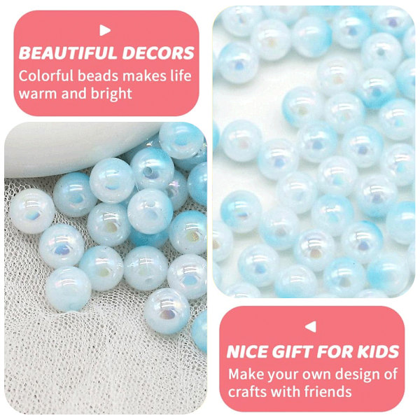 Gradient Imitation Perle Perler Stenperler Runde Perler til Smykkefremstilling Armbånd Ankler (8mm, 500g)