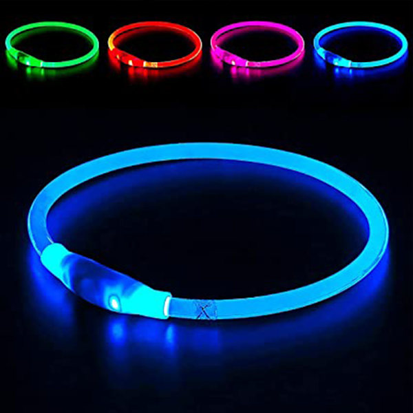 LED Hundehalsbånd, USB Opladbar, Oplyst Kæledyrs Halsbånd, Natsikkerhed