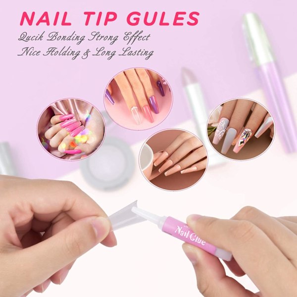 500 st Klar Kista Nageltips Set, Transparent Falska Naglar Franska Spetsiga Naglar Akryl Långa Kista Halv Täckande Nageltips Ballerina Falska Naglar