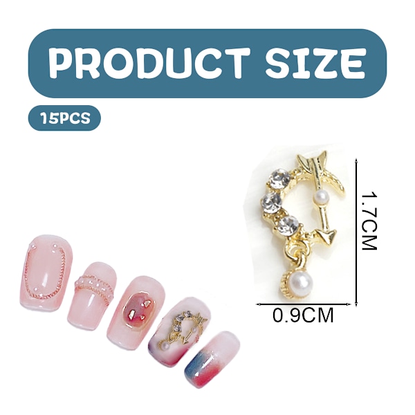 15 st Alloy-serie nageldekorationer Cartoon zirkon diamant båge platt botten legering nageldekorationer