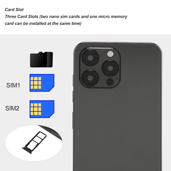 I13pro Max Smartphone för Android 11 6.1 tum 4 GB RAM 128 GB ROM Mobiltelefon 4G Nätverk Typ C Laddning 100‑240V Svart EU-kontakt