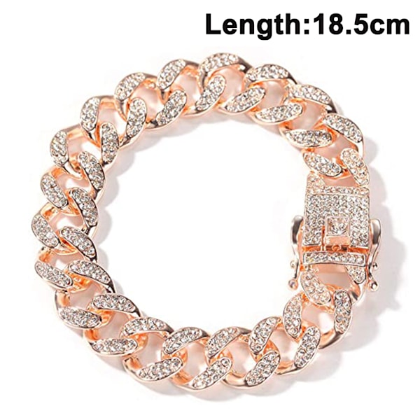 Kæde til mænd, 18,5 MM Mænds Forgyldt/Platin Hvidguld Finish Diamant Lænke Miami Choker Halskæde Armbånd