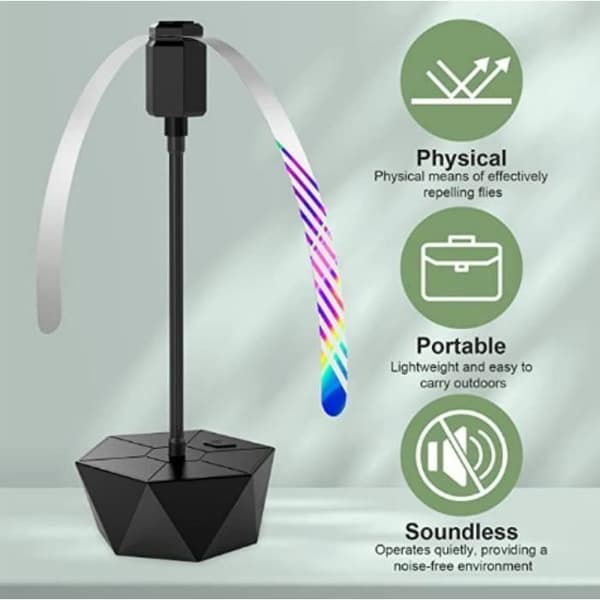 3-delt automatisk USB-flueafvisende ventilator, foldbar og hængende afvisende ventilator
