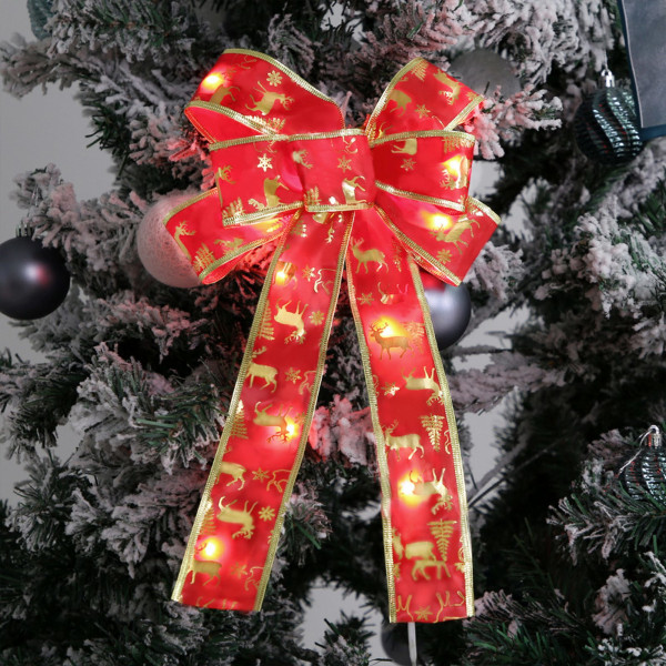 Luminous Christmas Bow Pendant Snowflake Moose Printed Bow