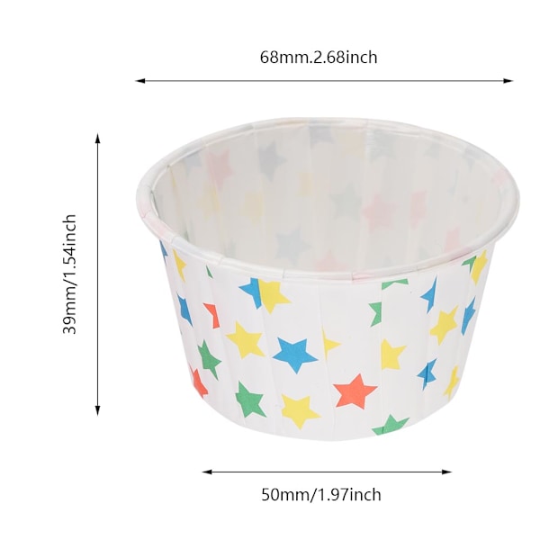 50 stk. Mini Cupcakeforme Papir Runde Kagebager Kopper Muffinforme Hjemmefest Bryllup (Stjerne)