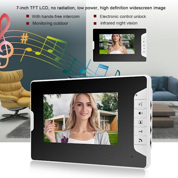 7 tum LCD IP Fingeravtryckslösenord Fjärrkontroll IR Video Smart Dörrklocka Monitor Intercom (EU-kontakt)