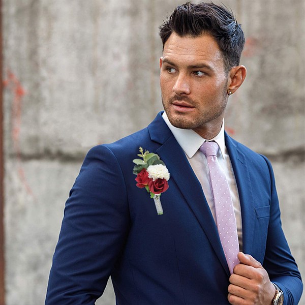 Kunstig Rose Boutonniere og Corsage Sett Rose Silke Blomst for Bryllup Prom Fest