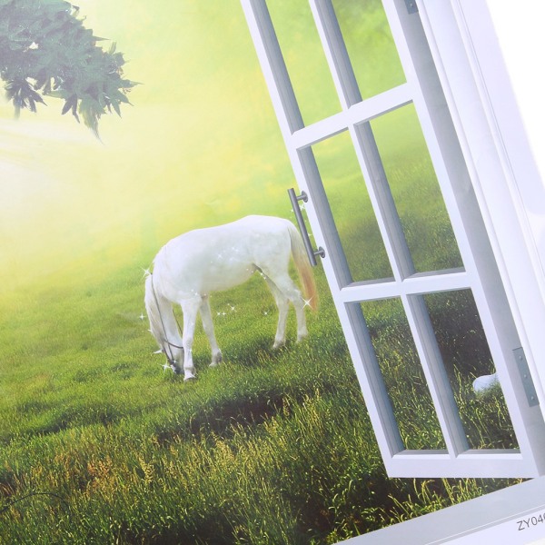 Häst gör-det-själv 3D-fönster avtagbara väggdekaler Vinyldekaler