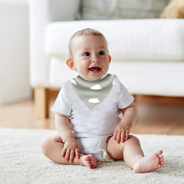 3-pack Baby Bandana-haklappar för pojkar och flickor med justerbara tryckknappar, ekologisk bomull, mjuk och absorberande