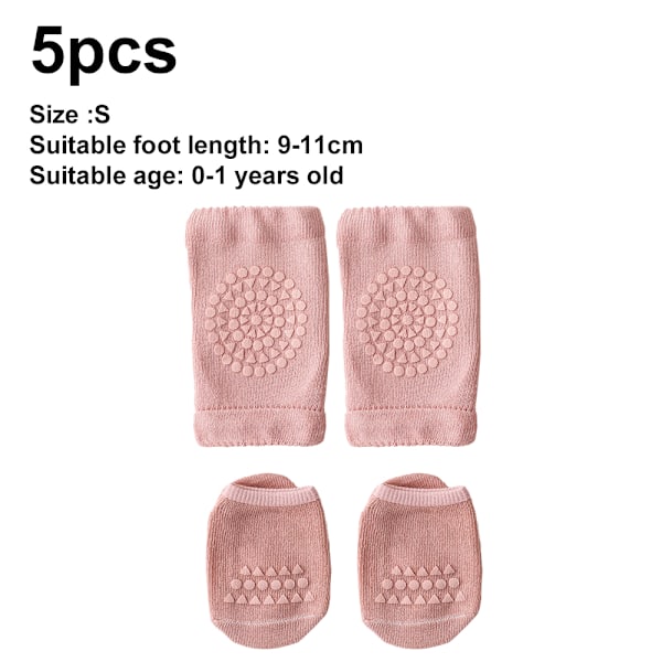5 Paria Vauvan Ryömintä-Polvisuojia ja Liukumattomat Vauvan Sukat Setti Unisex
