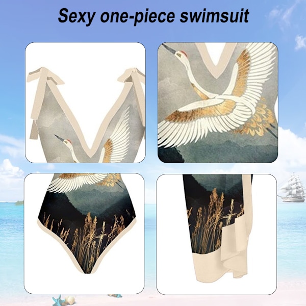 Damkläder Tvådelad Vintage Baddräkt Magkontroll Monokini Bikini Longuette Baddräkter Tankini Set - Kran