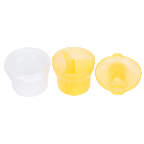 Melkepulverdispenser for baby, dobbel lag, avtakbar boks, gul