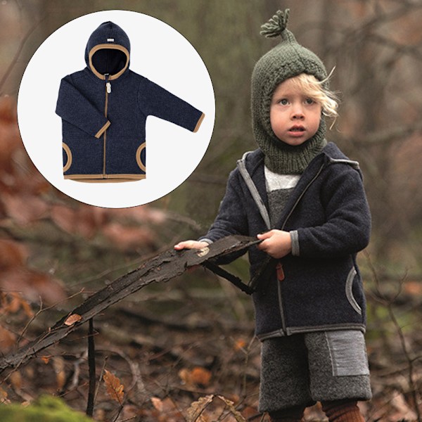 Höst- och vintermodell fleecejacka för pojkar och flickor, varm babyfleecejacka med huva (Marinblå)
