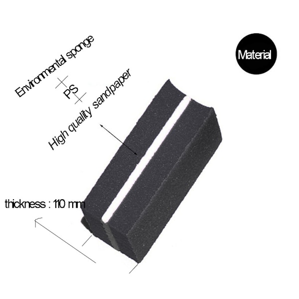 Nagelbuffert Sandpapperblock Poleringsfil 100/180 Korn Nagelfiler Konst Pedikyr Manikyr Fil 2-sidig