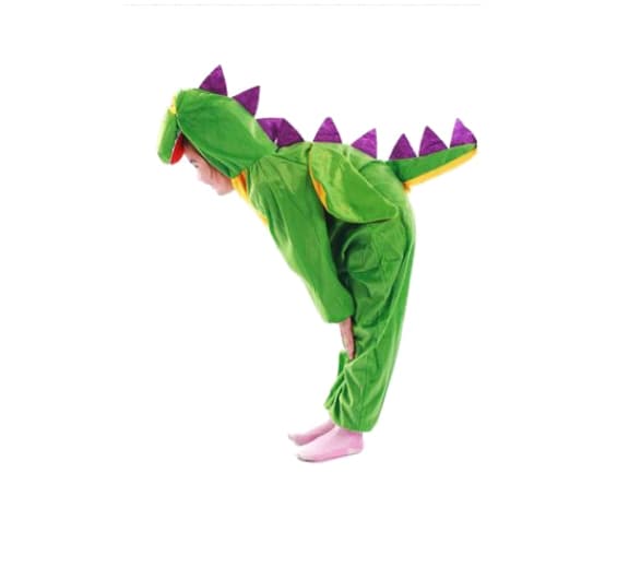 Halloween børne grøn dinosaur realistisk kostume S