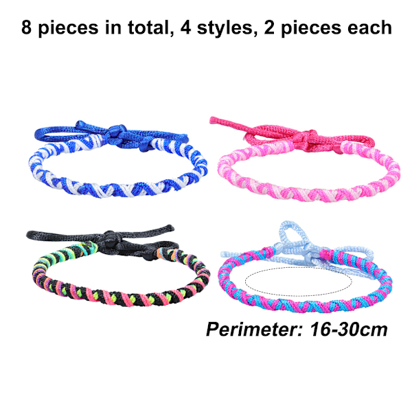 8 st vävda armband Lyckosnöre Armband handledsskydd Armband Justerbara, för kvinnor män