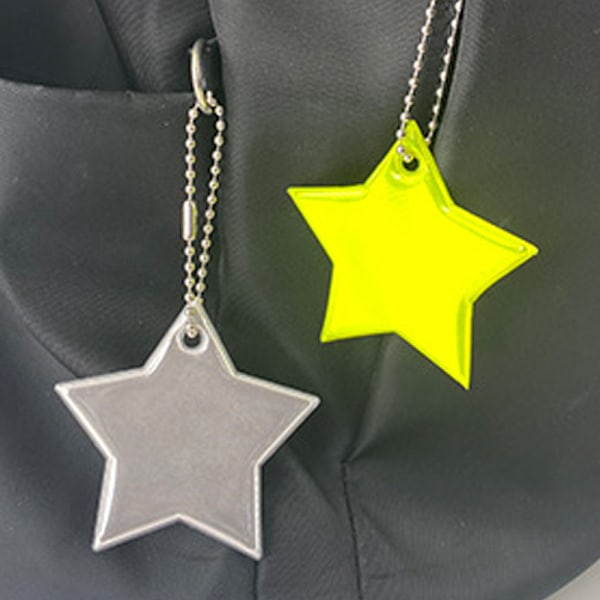 2 stk. Pentagram små stjerne reflekterende vedhæng, taskevedhæng