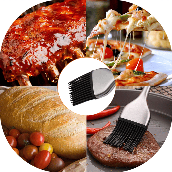 BBQ-børste med garanti, utskiftbare silikonbørstehoder for grilling, BBQ-baking, sett med 2