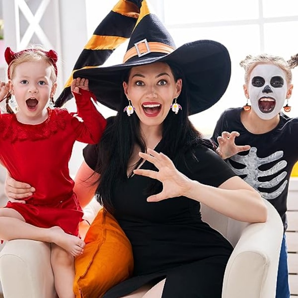 Halloween Hakerørringersett - Gresskar og Flaggermus øredobber for jenter, feriegave