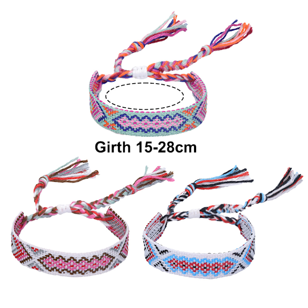 3 st armband i bulk för kvinnor, barn och flickor, vänskapsarmband handgjorda flätade rep handledsband