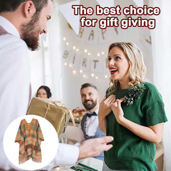 1 Plaid Sweater Kappe Kappe Frakke Åben Foran Tæppe Sjal Og Wrap
