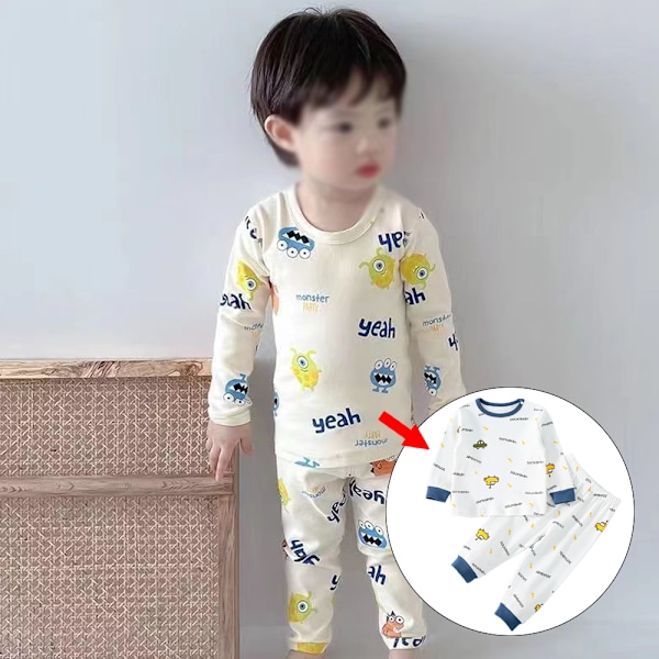 Bomulls vår- och höstpyjamas för barn, långärmad, set med hemmakläder för bebisar
