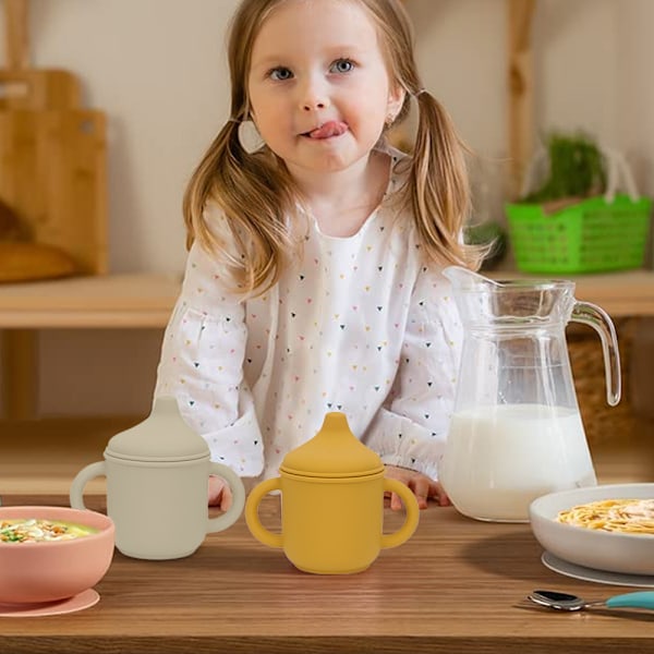 Silikon Sippy Cup og Treningskopp for Baby - Myk Tut og Håndtak - Uknekkelig - Lett å Gripe
