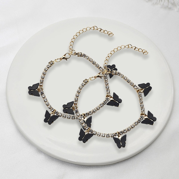Rhinestone-ketju Perhonen Nilkkakoru, Kristalli Perhonen Nilkkakoru, Jalkaketju Nilkkakoru, Rhinestone Nilkkakoru Korut