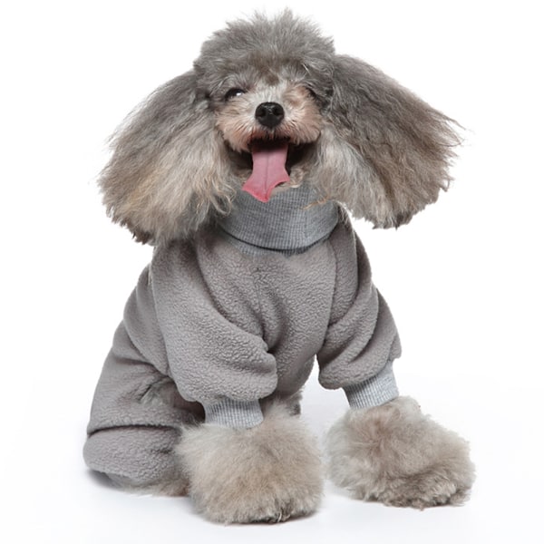 Hundeklæder Efterår og vinter ternet nederdel fire ben fleece kæledyr fire ben høj krave sweater