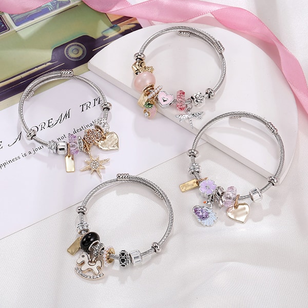 2 stk. Charm Armbånd til Kvinder, Armbånd til Kvinder, Jule- og Valentinsdagsgaver