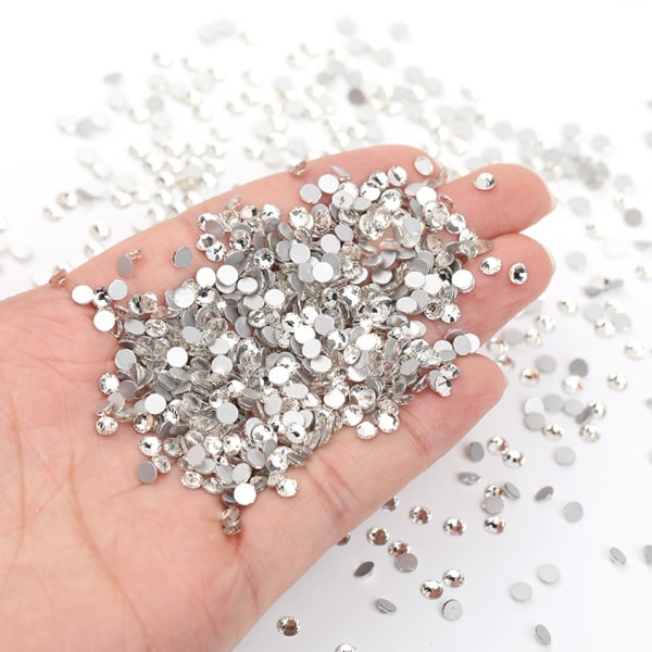 Kristallrhinestones, platt bakglasstenar för nail art, DIY