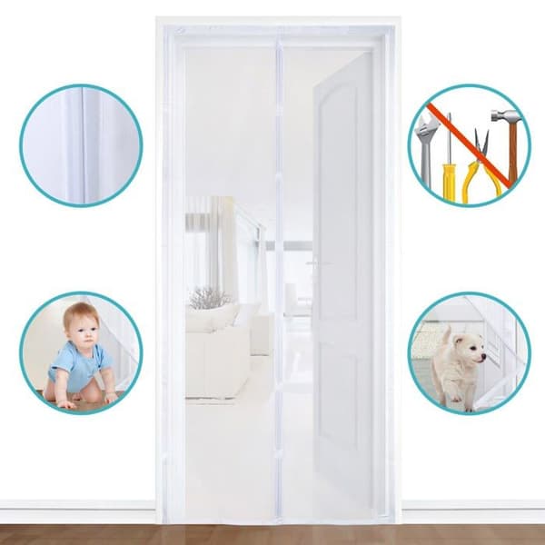 Magnetic Mosquito Net for Doors 90x210 cm - White, Ultra-Strong Mesh, Automatic Closing