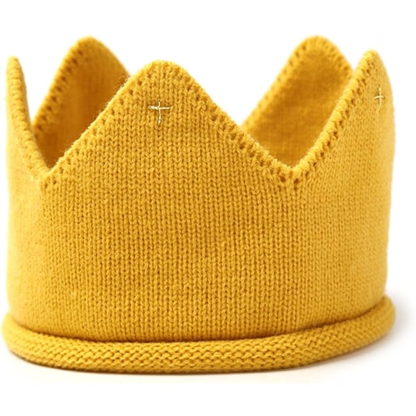 Baby Fødselsdagskrone Hårbånd Hat Krone Strikket Hat Hovedbeklædning Fest Hatte Baby Dåb Dekoration