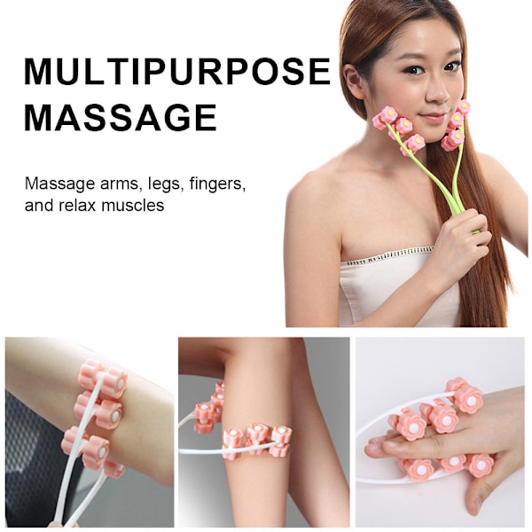 Ansiktsmassage, V-formad ansiktslyftning och åtstramning med blomformad massagerulle, skönhetsverktyg