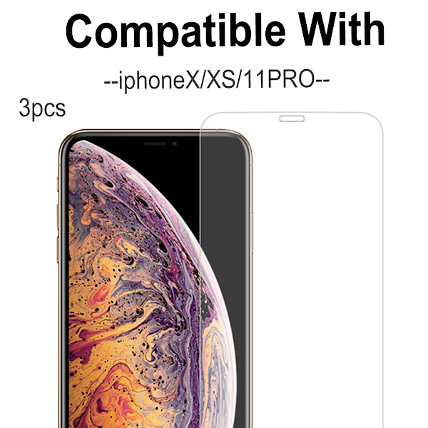 3 pakkausta - iPhone X/Xs - karkaistu lasi näytönsuoja