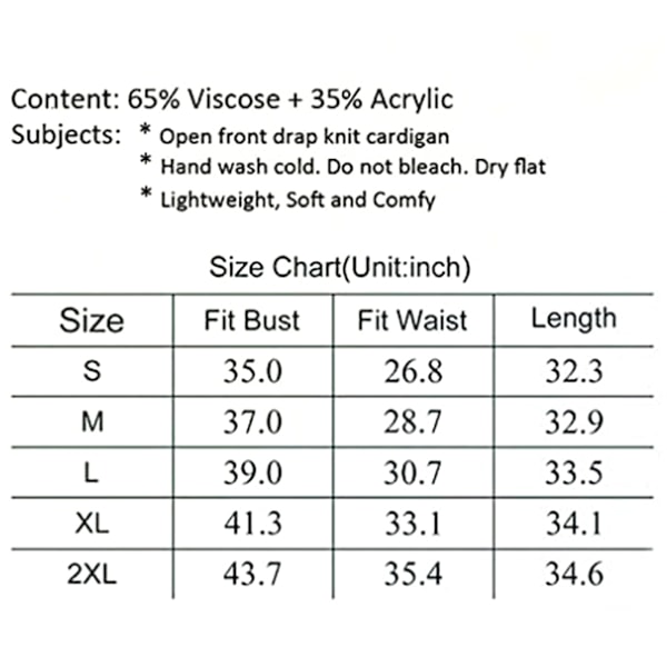 Dame Cardigan med Åben Front, Lommer, Langærmet